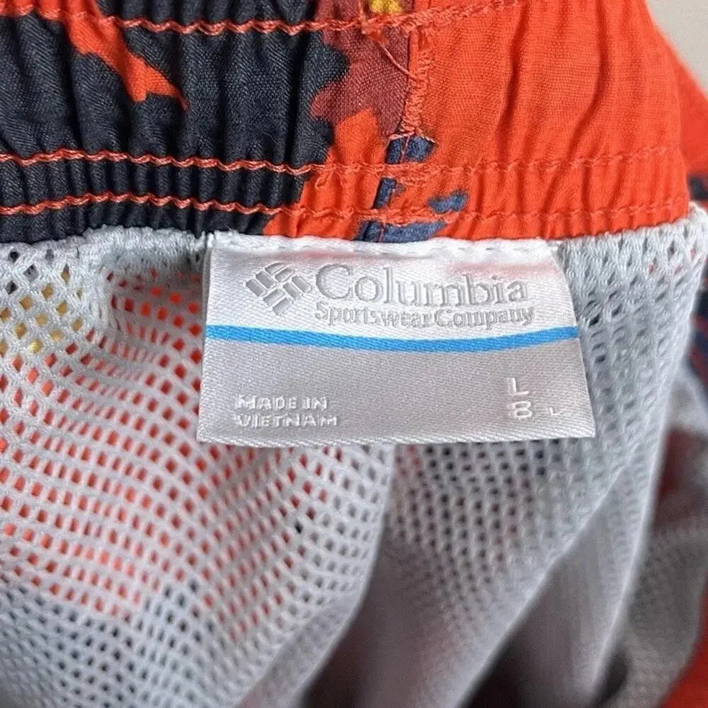NWT Columbia Big Dippers Water Short Mens L Large Orange Hibiscus 8” Inseam